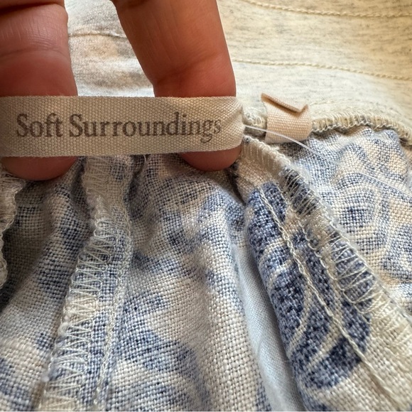 Soft Surroundings Patterned Wide-Leg Linen Pants Beach Coastal Resort M - Picture 6 of 8